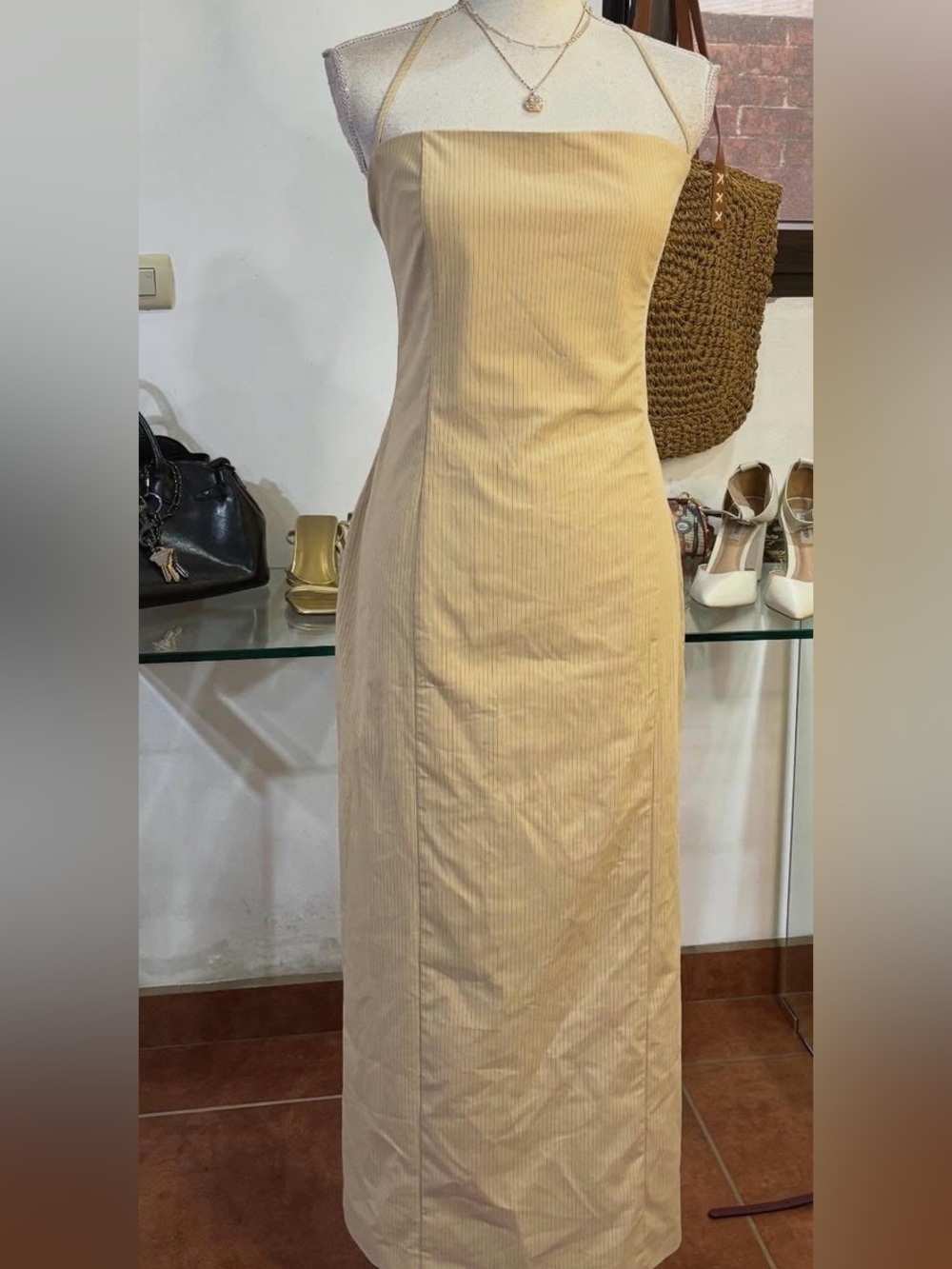 Zara Beige Strapless Maxi Dress